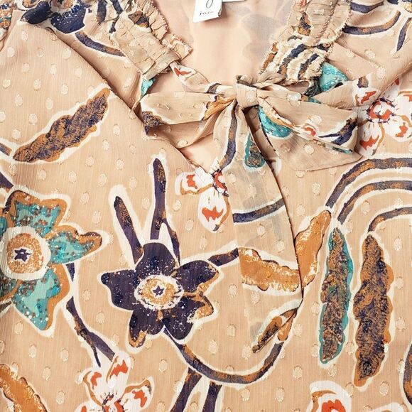 Joie Floral Blouse in Peach and Teal - Picture 7 of 7